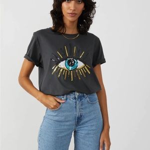Lola - Round Neck Tee - Evil Eye - Black